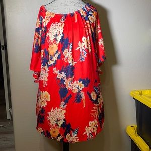NWT Off Shoulder Dress Floral bell sleeves